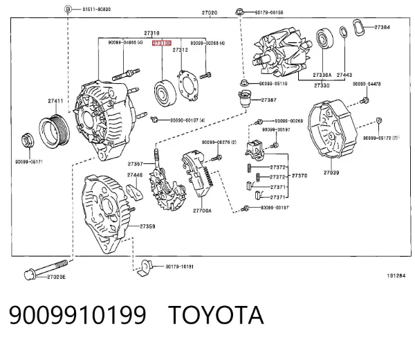 Rolamento do gerador 9009910199 Toyota