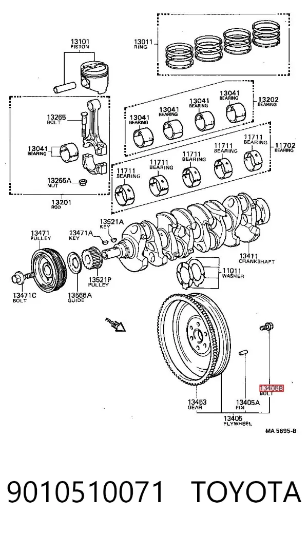 Parafuso de fixação de volante 9010510071 Toyota
