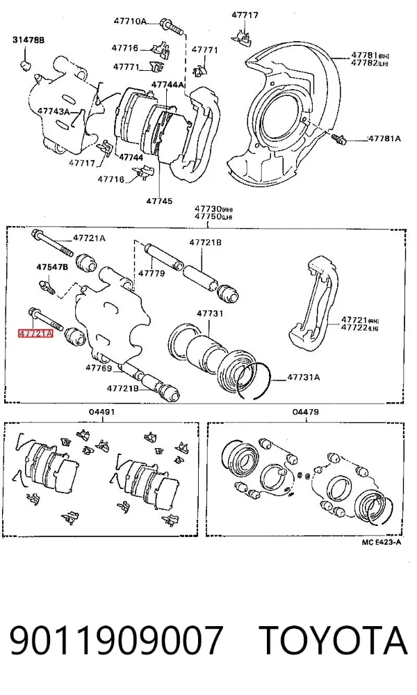 Parafuso do freio de suporte 9011909007 Toyota
