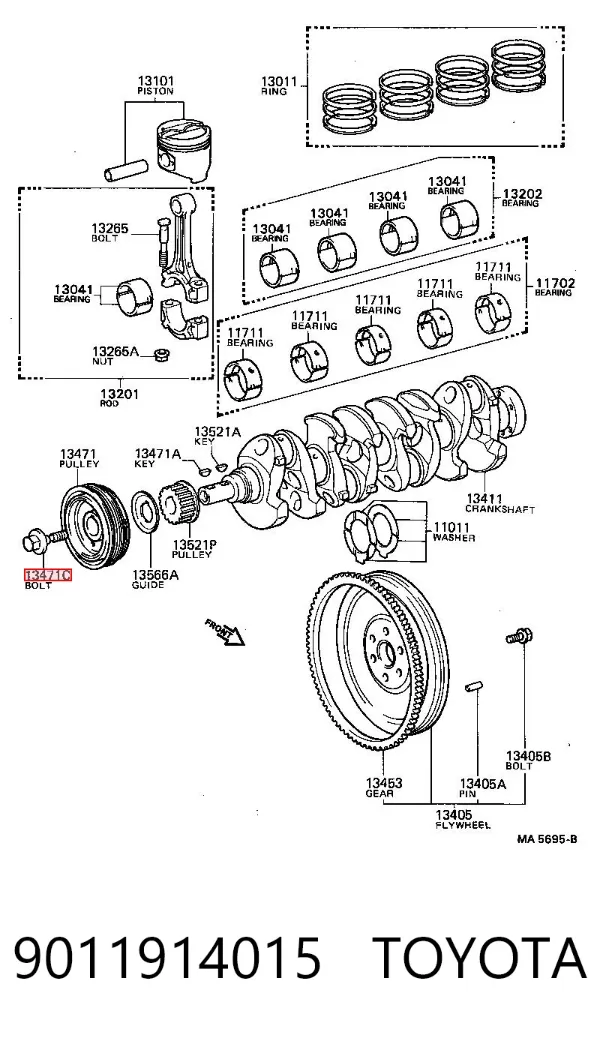 Parafuso da polia de cambota 9011914015 Toyota