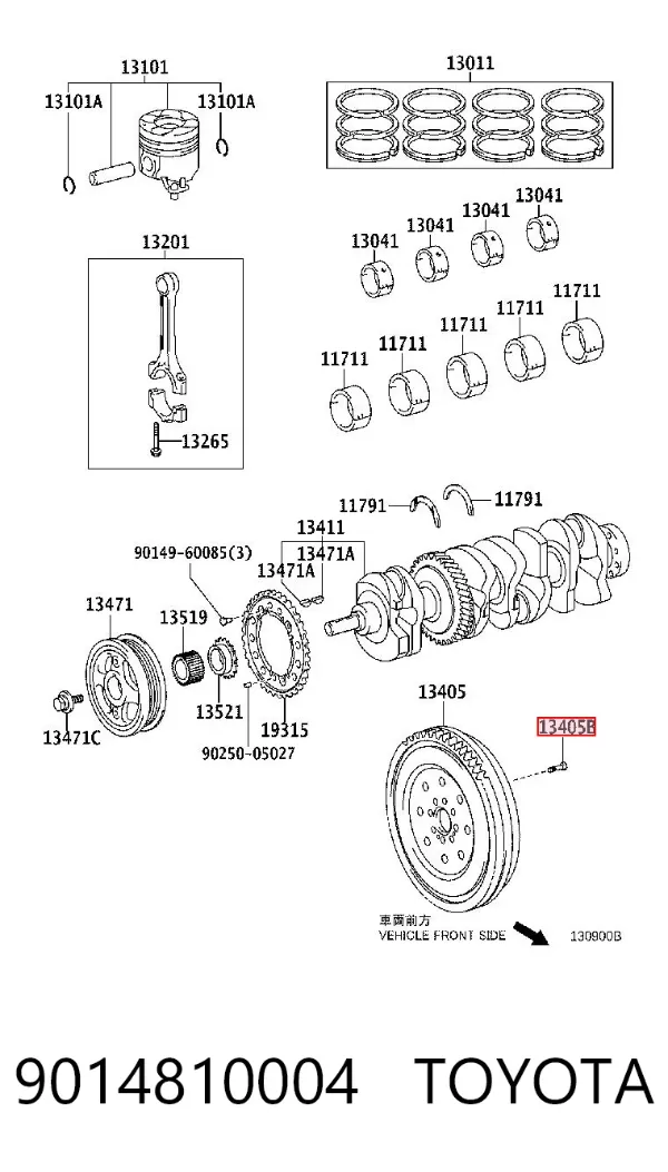 Parafuso de fixação de volante 9014810004 Toyota