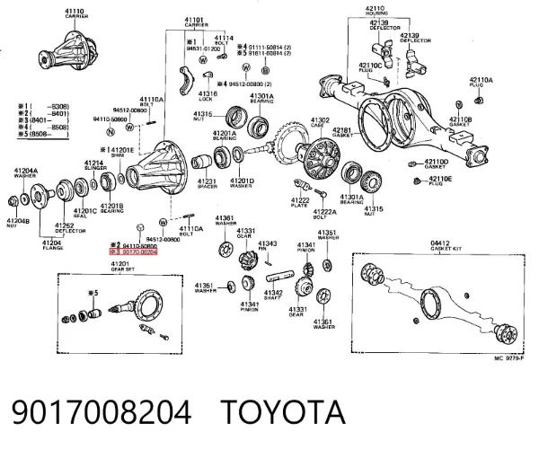 Porca de cubo dianteiro 9017008204 Toyota
