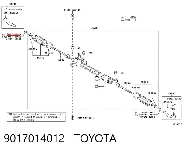 Porca excêntrica do braço oscilante inferior traseiro (de inclinação) 9017014012 Toyota