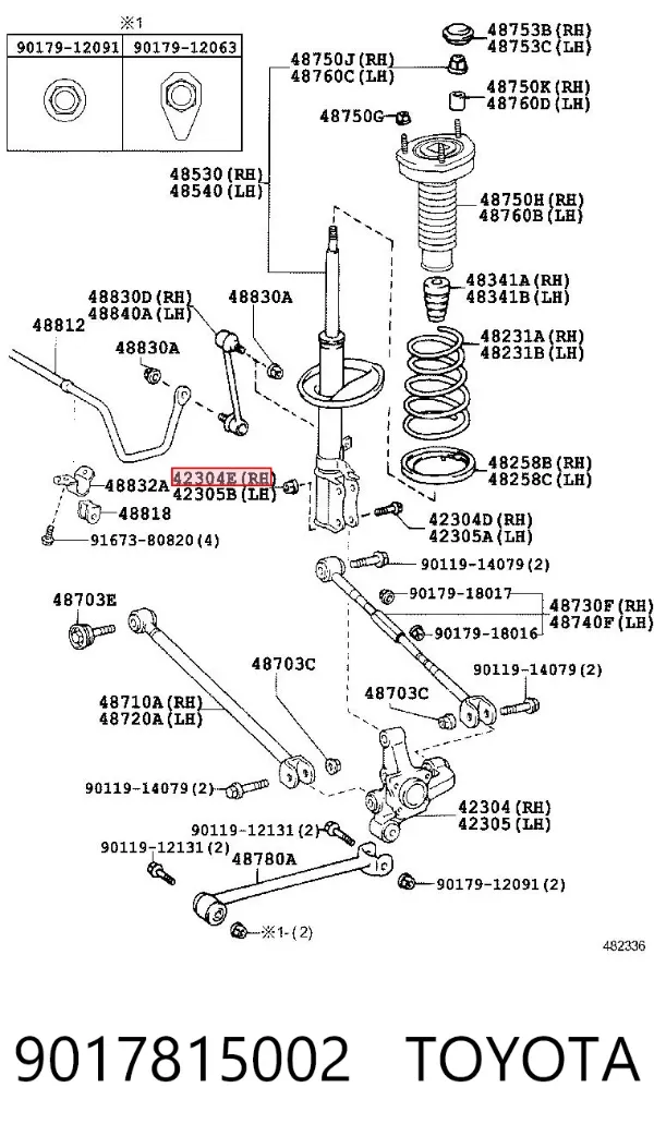 Porca de fixação de amortecedor 9017815002 Toyota
