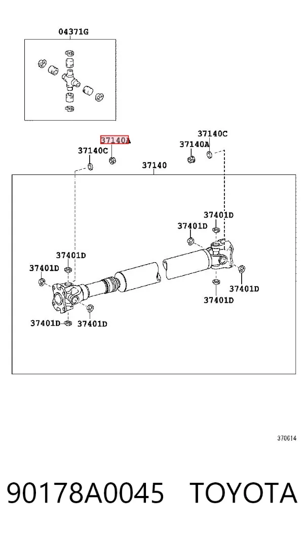 Porca de parafuso da junta universal 90178A0045 Toyota