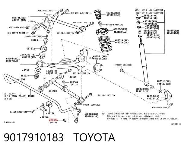 Porca de suporte dianteiro de estabilizador 9017910183 Toyota