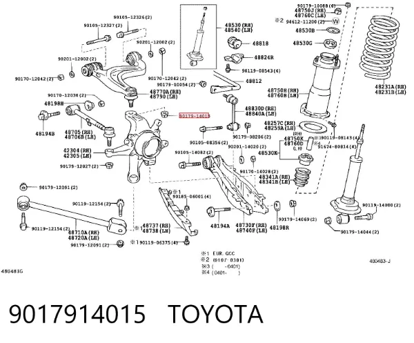 Porca da haste de amortecedor dianteiro 9017914015 Toyota