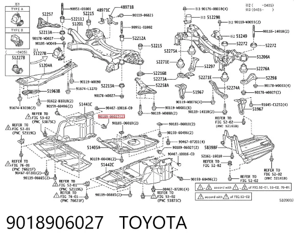 Cápsula (prendedor) de fixação do forro do pára-choque do pára-lama dianteiro 9018906027 Toyota