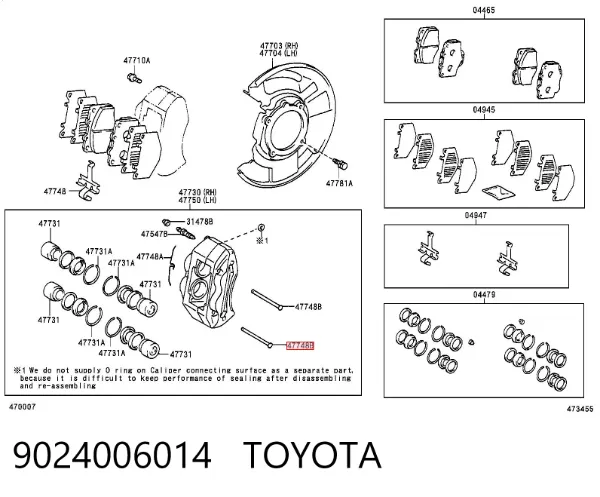 Guia de suporte dianteiro 9024006014 Toyota