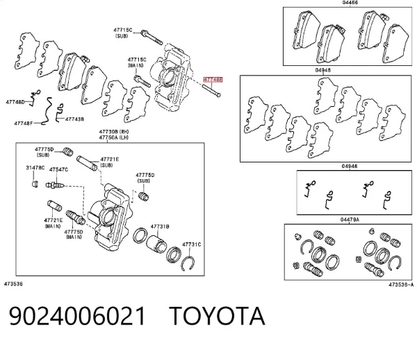 Kit de reparação das sapatas do freio 9024006021 Toyota