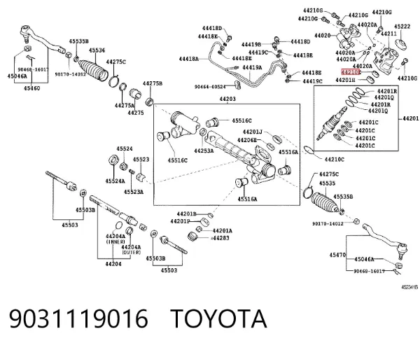 Vedação da cremalheira da direção/do mecanismo (ver dimensões padrão) 9031119016 Toyota
