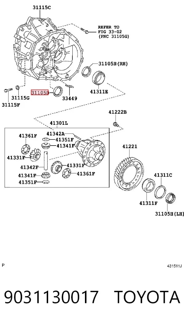 Vedação dianteira de cambota de motor 9031130017 Toyota