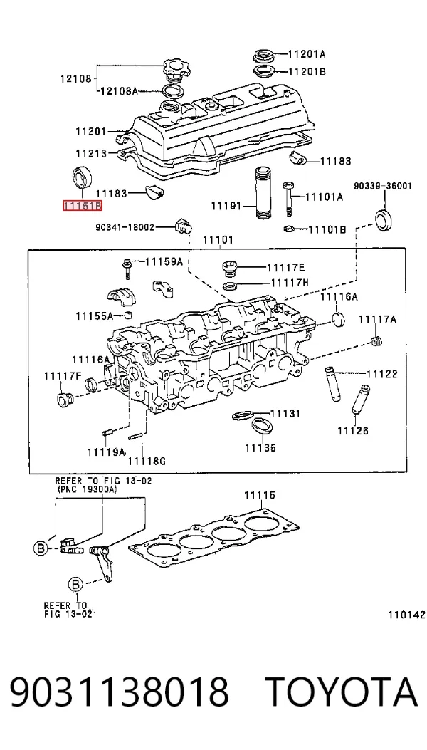 Vedação dianteira da árvore distribuidora de motor 9031138018 Toyota