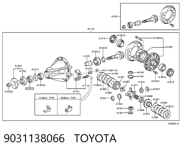 Bucim da haste de redutor do eixo dianteiro 9031138066 Toyota