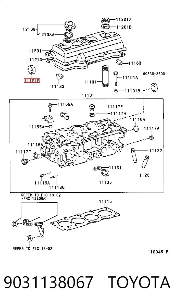 Vedação dianteira da árvore distribuidora de motor 9031138067 Toyota