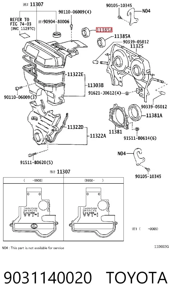 Vedação dianteira da árvore distribuidora de motor 9031140020 Toyota