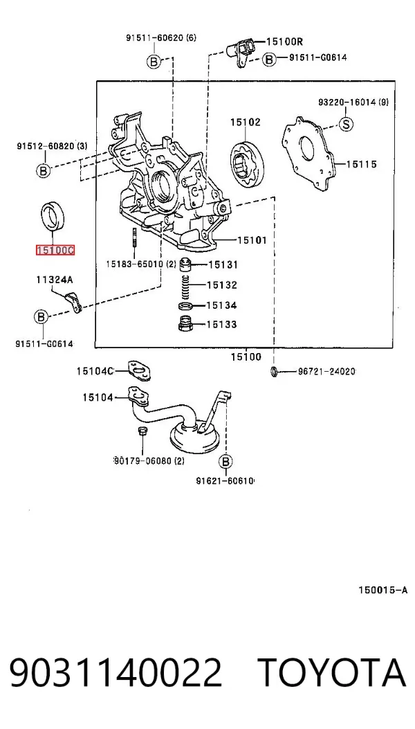 Vedação dianteira de cambota de motor 9031140022 Toyota