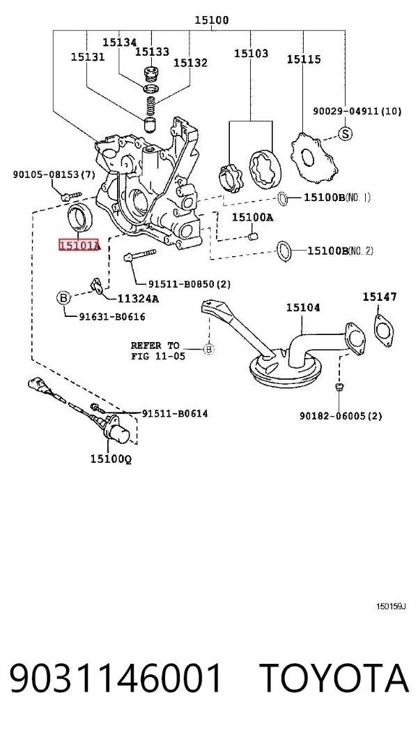 Vedação dianteira de cambota de motor 9031146001 Toyota