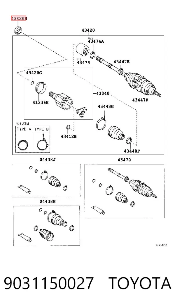 Vedação da Caixa Automática de Mudança (árvore-engrenagens) 9031150027 Toyota