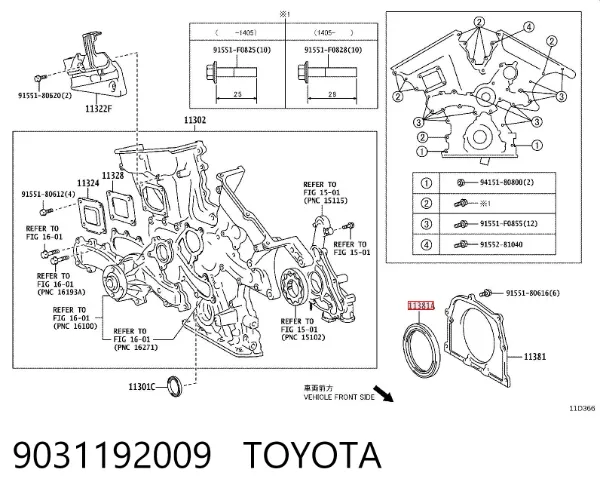 Vedação traseira de cambota de motor 9031192009 Toyota