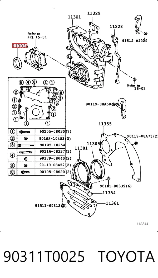 Vedação dianteira de cambota de motor 90311T0025 Toyota