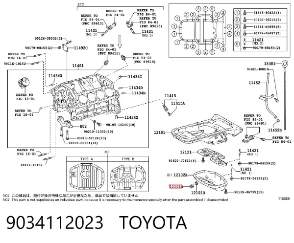 Tampão de panela de motor 9034112023 Toyota
