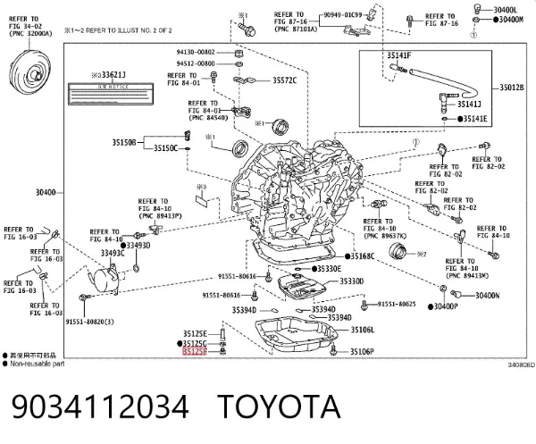 Tampão de panela da Caixa Automática de Mudança 9034112034 Toyota
