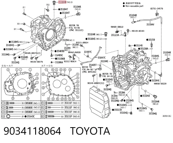 Tampão de enchimento da Caixa de Mudança/Caixa Automática de Mudança 9034118064 Toyota