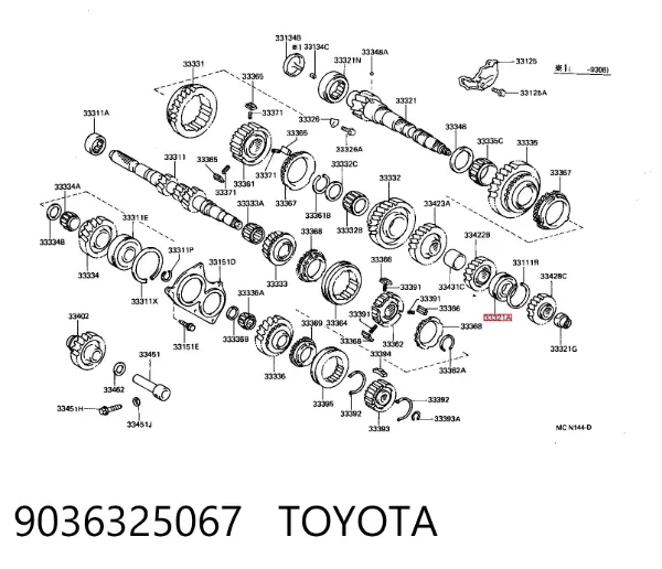 Rolamento da árvore secundária da Caixa de Mudança 9036325067 Toyota