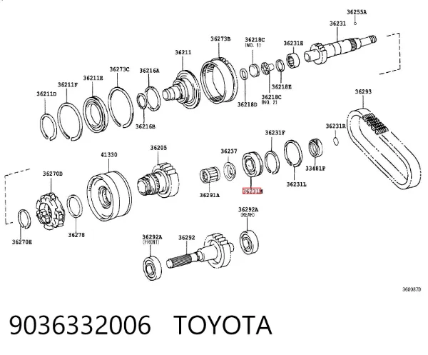 Rolamento externo de cubo traseiro 9036332006 Toyota
