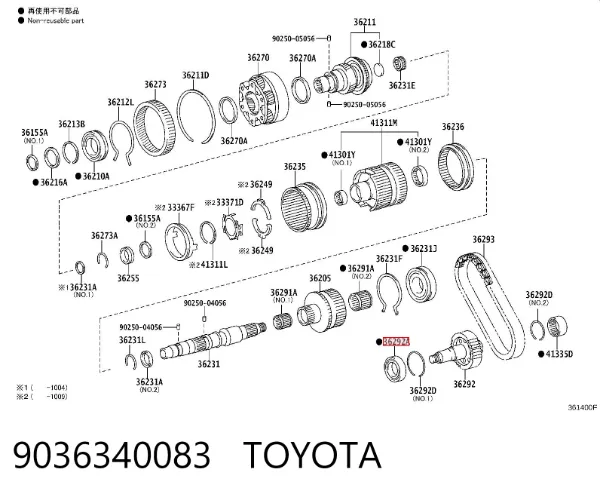 Rolamento da Caixa de Mudança 9036340083 Toyota