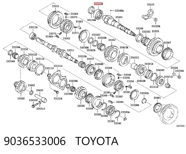 Rolamento da árvore secundária da Caixa de Mudança 9036533006 Toyota
