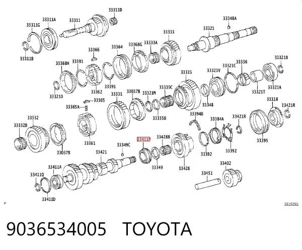 Rolamento da árvore intermédia da Caixa de Mudança 9036534005 Toyota