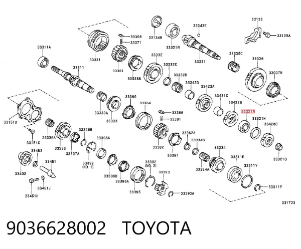 Rolamento da árvore primária da Caixa de Mudança 9036628002 Toyota