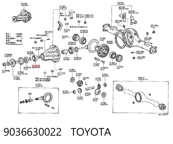 Rolamento da árvore intermédia da Caixa de Mudança 9036630022 Toyota