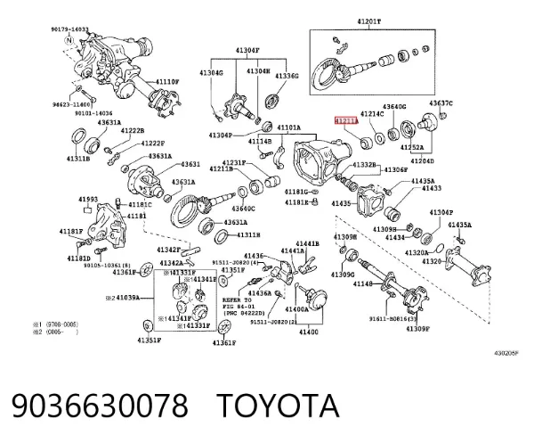 Rolamento da árvore intermédia da Caixa de Mudança 9036630078 Toyota