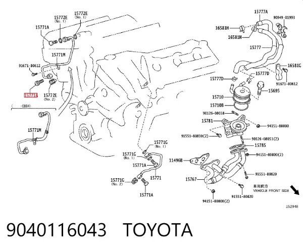 Parafuso de tubo de turbina de fornecimento de óleo 9040116043 Toyota