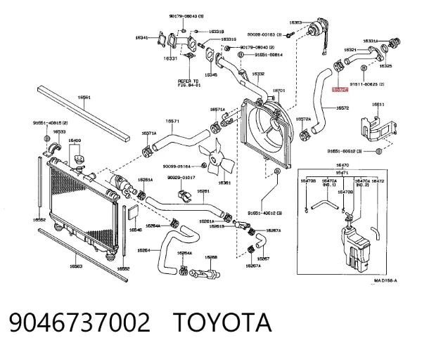 Braçadeira do tanque de expansão 9046737002 Toyota