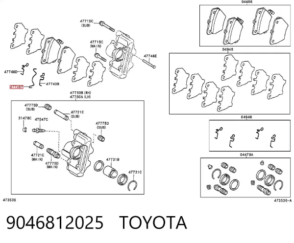 Kit de reparação das sapatas do freio 9046812025 Toyota