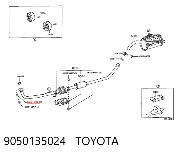 Mola de parafuso de fixação de tubo coletor 9050135024 Toyota