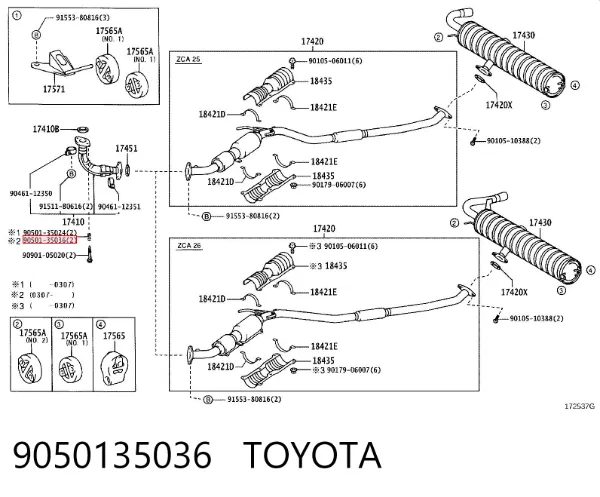 Mola do sistema de escapamento 9050135036 Toyota