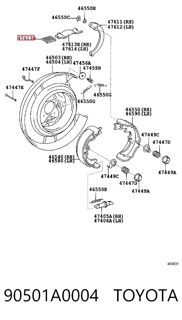 Kit de reparação do freio de estacionamento 90501A0004 Toyota