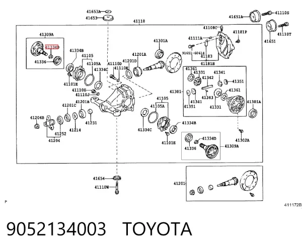 Anel de travagem de rolamento do semieixo traseiro 9052134003 Toyota