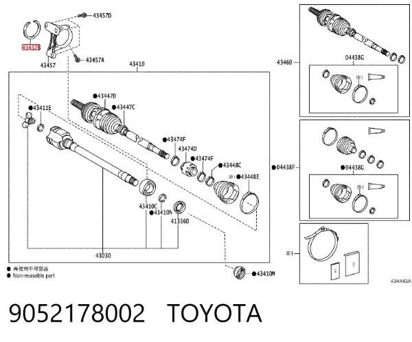 Anel de travagem de rolamento de cubo dianteiro 9052178002 Toyota