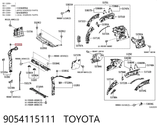 Pára-choque (grade de proteção) da capota 9054115111 Toyota