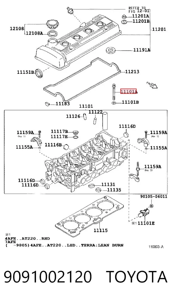 Parafuso de cabeça de motor (CBC) 9091002120 Toyota