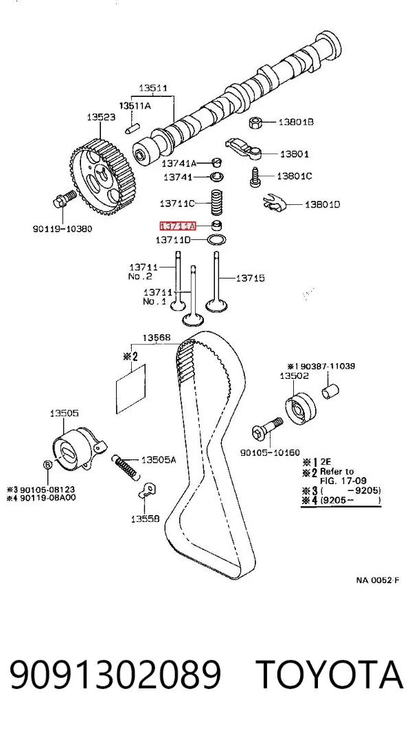 Vedação de válvula (de óleo) de escape, kit 9091302089 Toyota