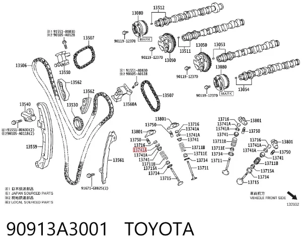 Peça inserida de válvula 90913A3001 Toyota