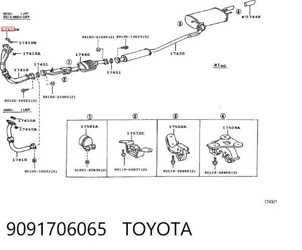 Vedante de tubo de admissão do silenciador 9091706065 Toyota
