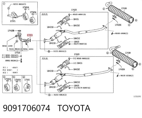 Anel de tubo de admissão do silenciador 9091706074 Toyota